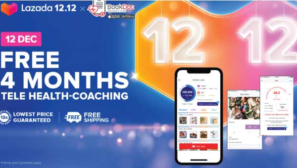 Shop with Lazada on 12.12 and stand a chance to win 4 Months Health-Coaching session with a Nutritionist in BookDoc App.