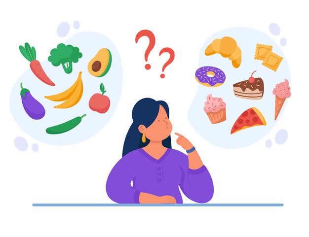 healthy-vs-unhealthy-food-flat-illustration_74855-18384 How diet correlate with your mental health | BookDoc