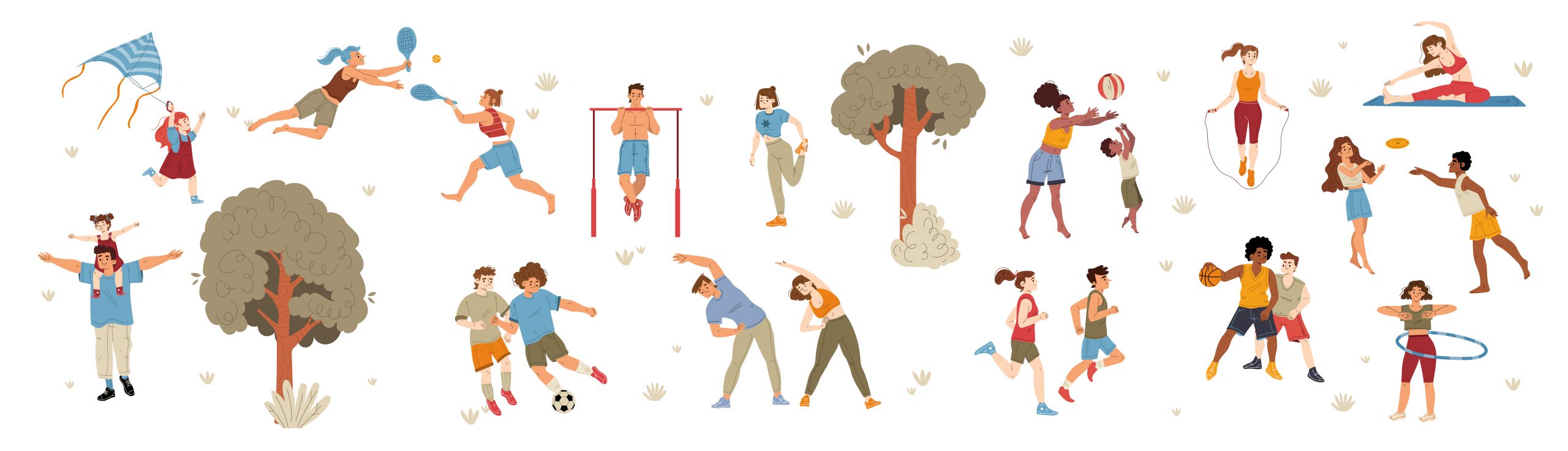People enjoying outdoor activities, cartoon set run online | People enjoying outdoor activities | BookDoc