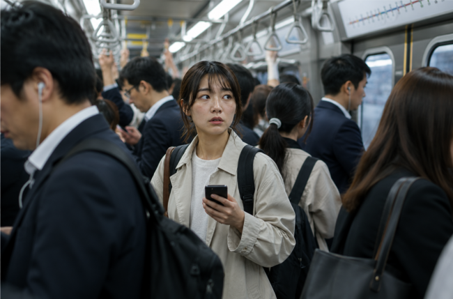Pensive Commute in a Crowded Subway